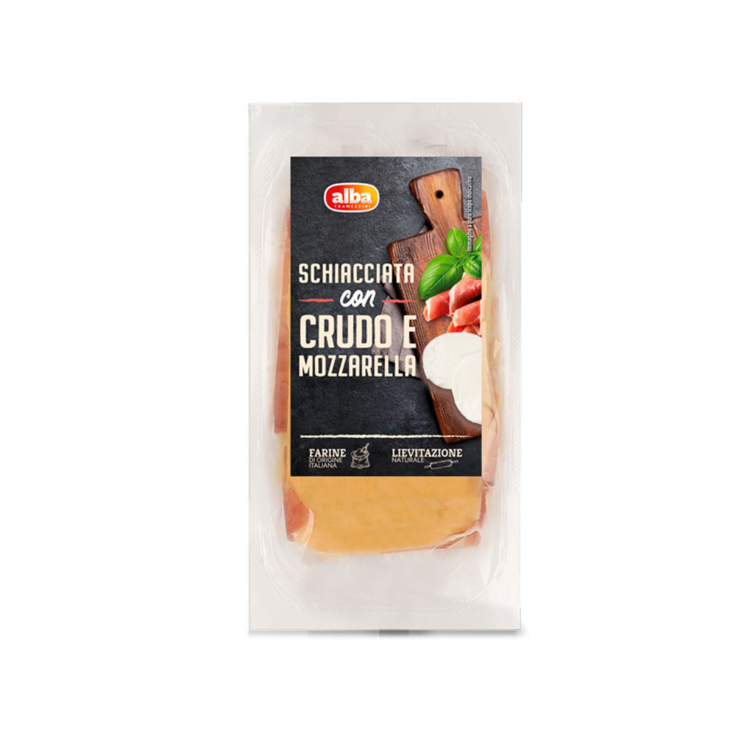 Schiacciata Romana crudo e mozzarella 100 gr - Confezione da 12 pezzi