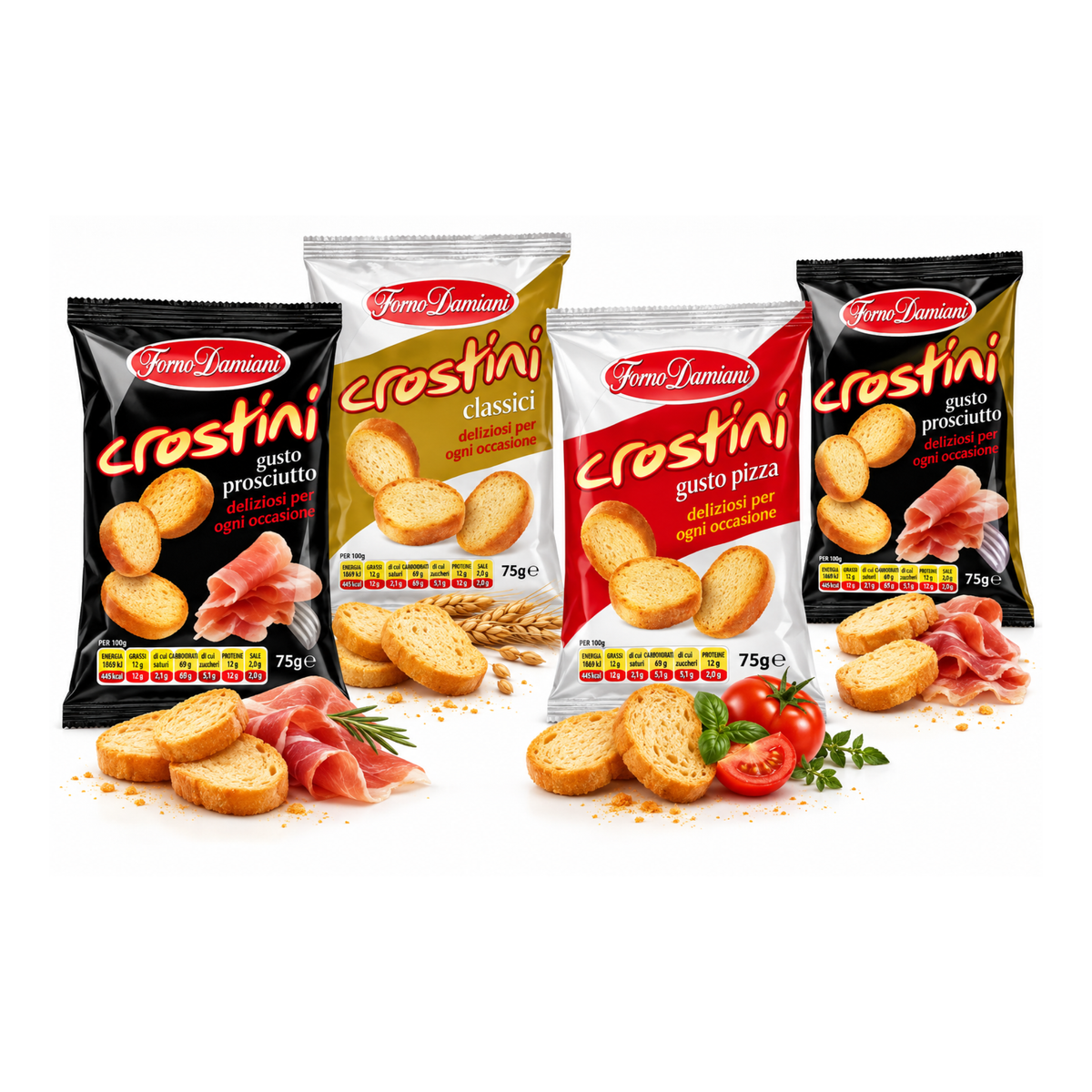 Crostini gusto Pizza, Forno Damiani da 35gr - Confezione da 50 pezzi