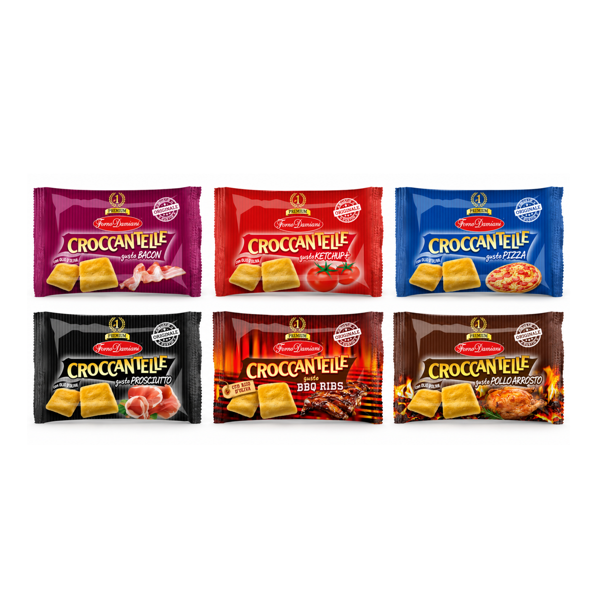 Croccantelle gusto bacon, Forno Damiani da 40gr - Confezione da 50 pezzi