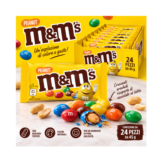 M&M's Peanut 45gr - Confezione da 24 pezzi