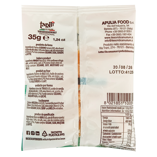 Tarallì , tarallini all'Olio extra Vergine di Oliva da 35gr - Confezione da 50 pezzi