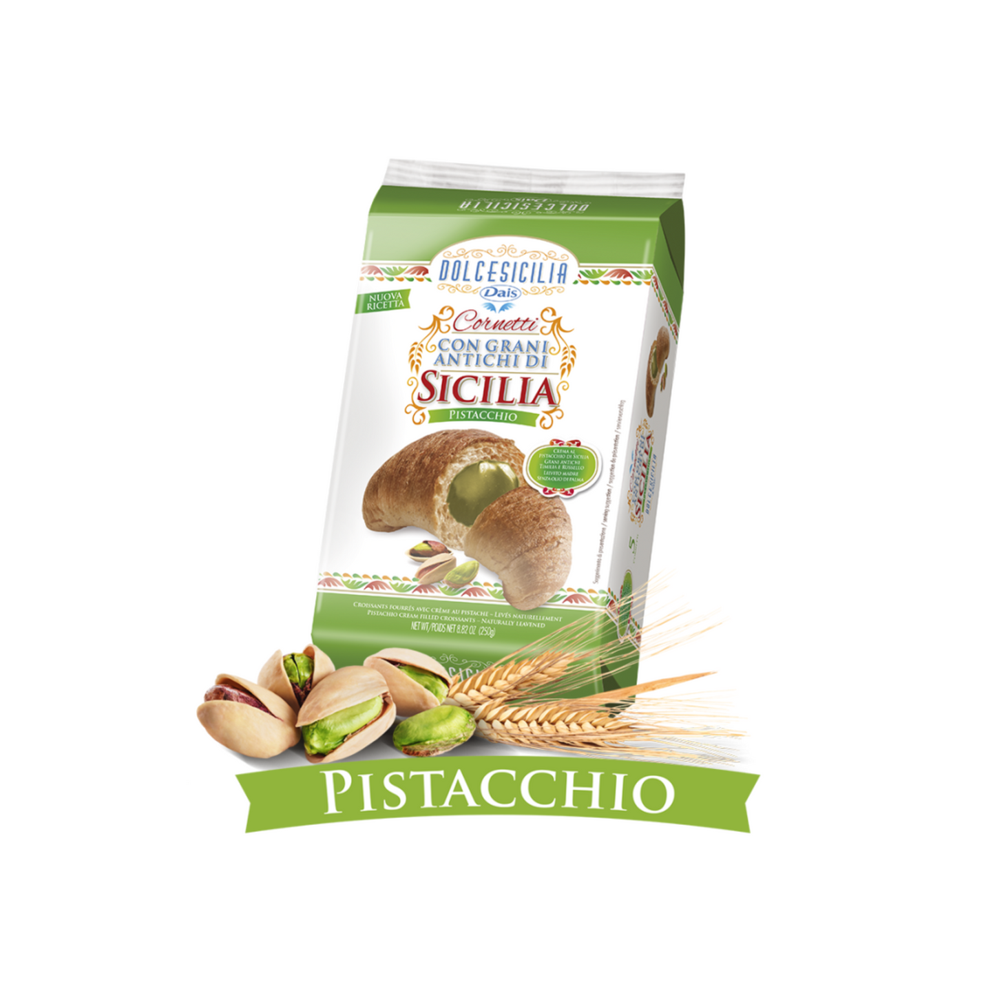 Cornetti Dais ai grani antichi al pistacchio - Confezione da 5 pezzi da 250 g