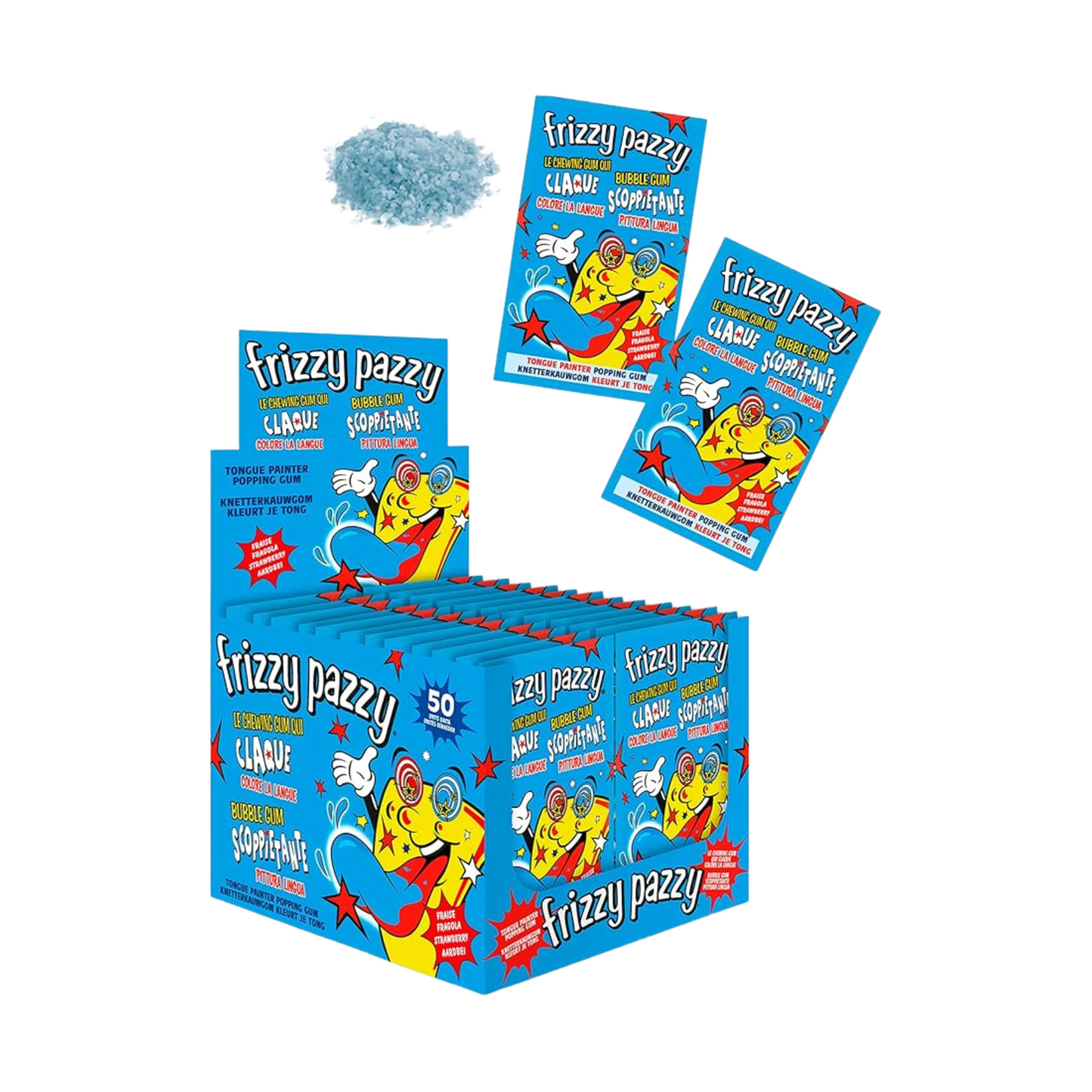 Frizzy Pazzy, Caramelle scoppiettanti gusto Bubble Gum da 7 gr - Confezione da 50 pezzi