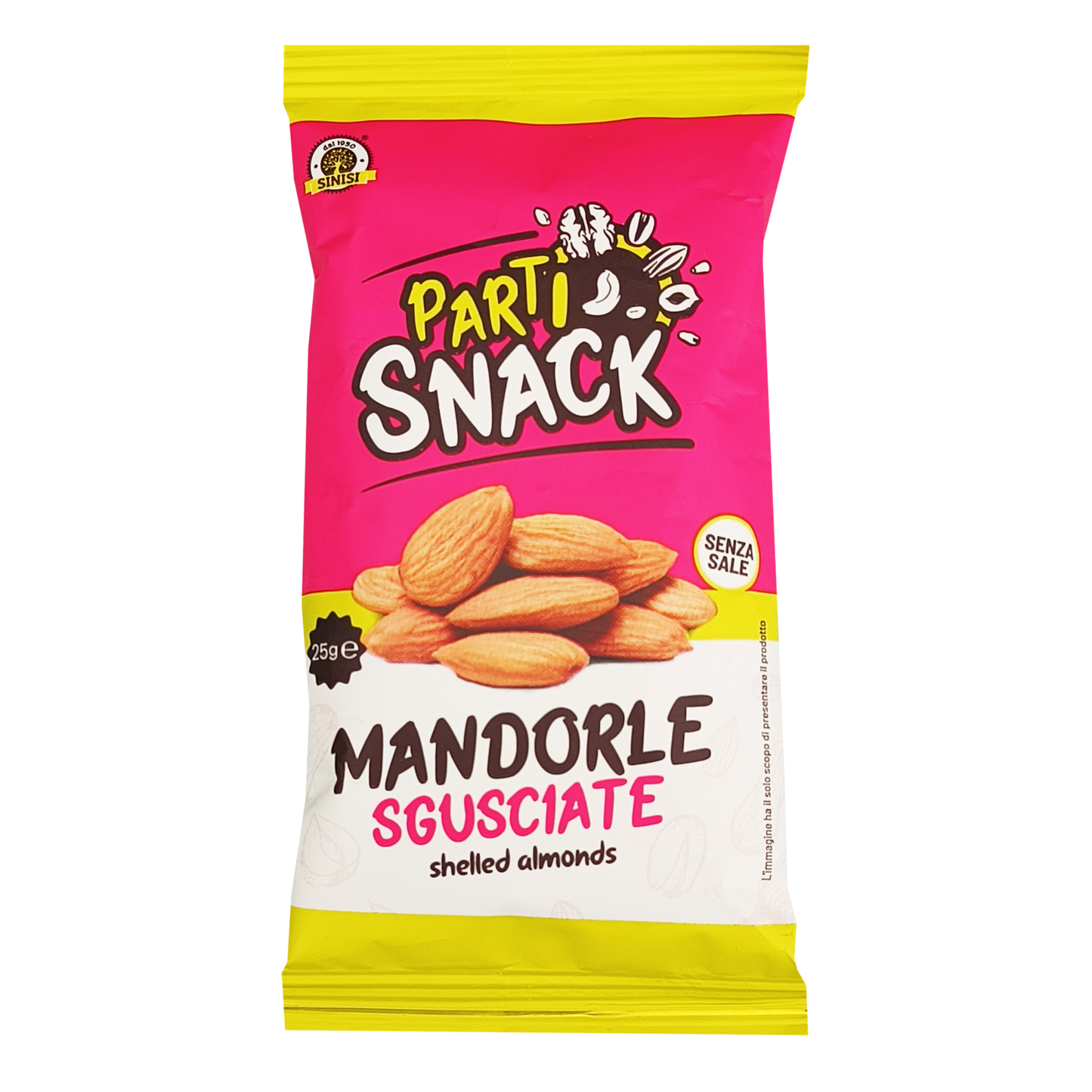 Parti Snack, Mandorle sgusciate non tostate 25 gr- Confezione da 25 pz