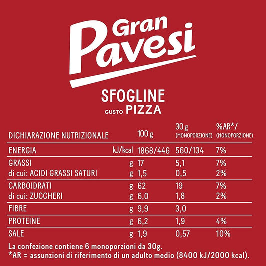 Gran Pavesi Sfogline gusto pizza da 30 grammi - Confezione da 6 pezzi