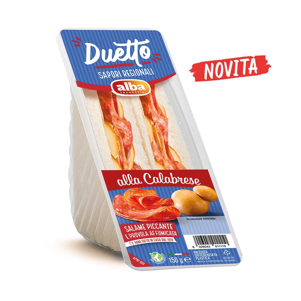 Doppio Tramezzino Alla Calabrese, Salame Piccante e Provola Affumicata - Confezione da 8 pezzi