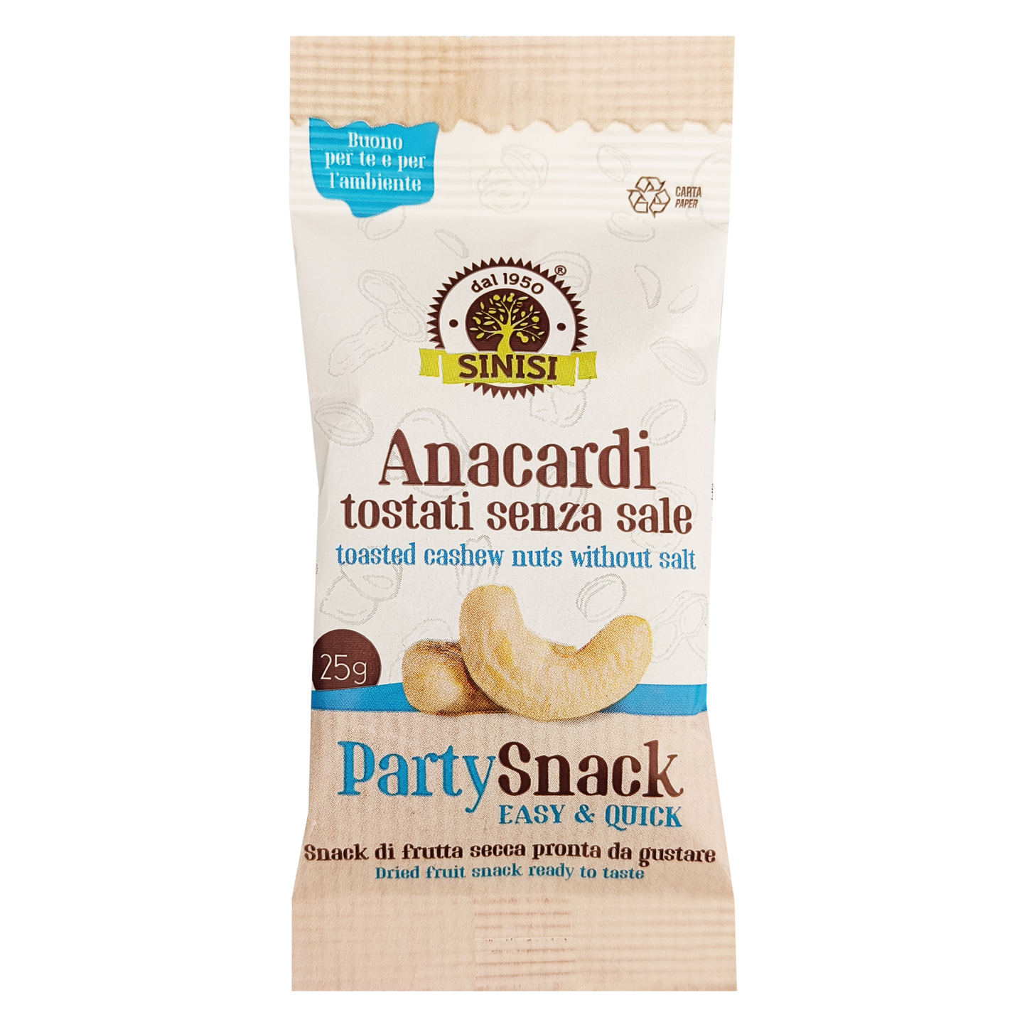 Anacardi tostati senza sale 25 gr- Confezione da 24 pz