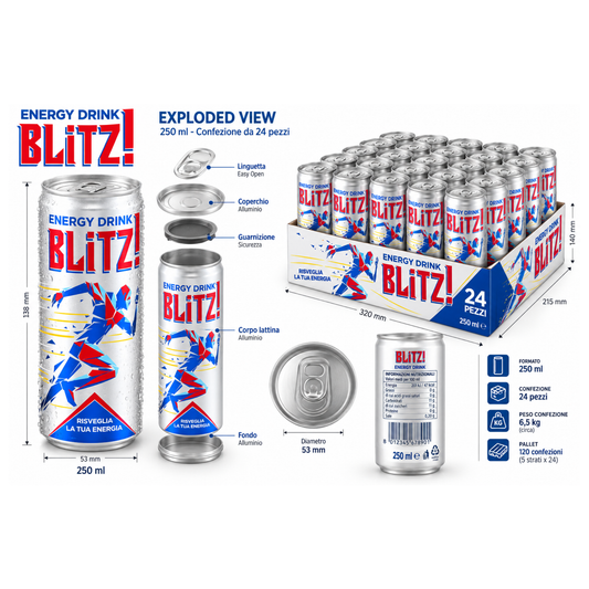 Blitz! Energy drink 25cl- Confezione da 24 pezzi