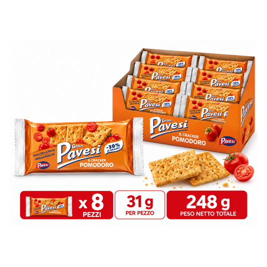 Gran Pavesi, Cracker Pomodoro 31gr - Confezione da 8 pezzi