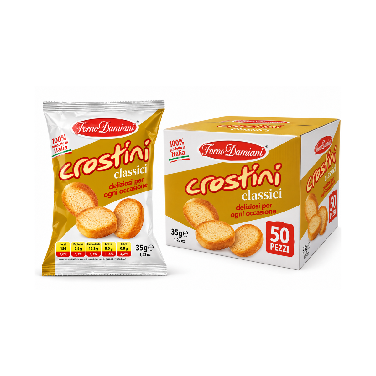 Crostini Forno Damiani da 35gr - Confezione da 50 pezzi