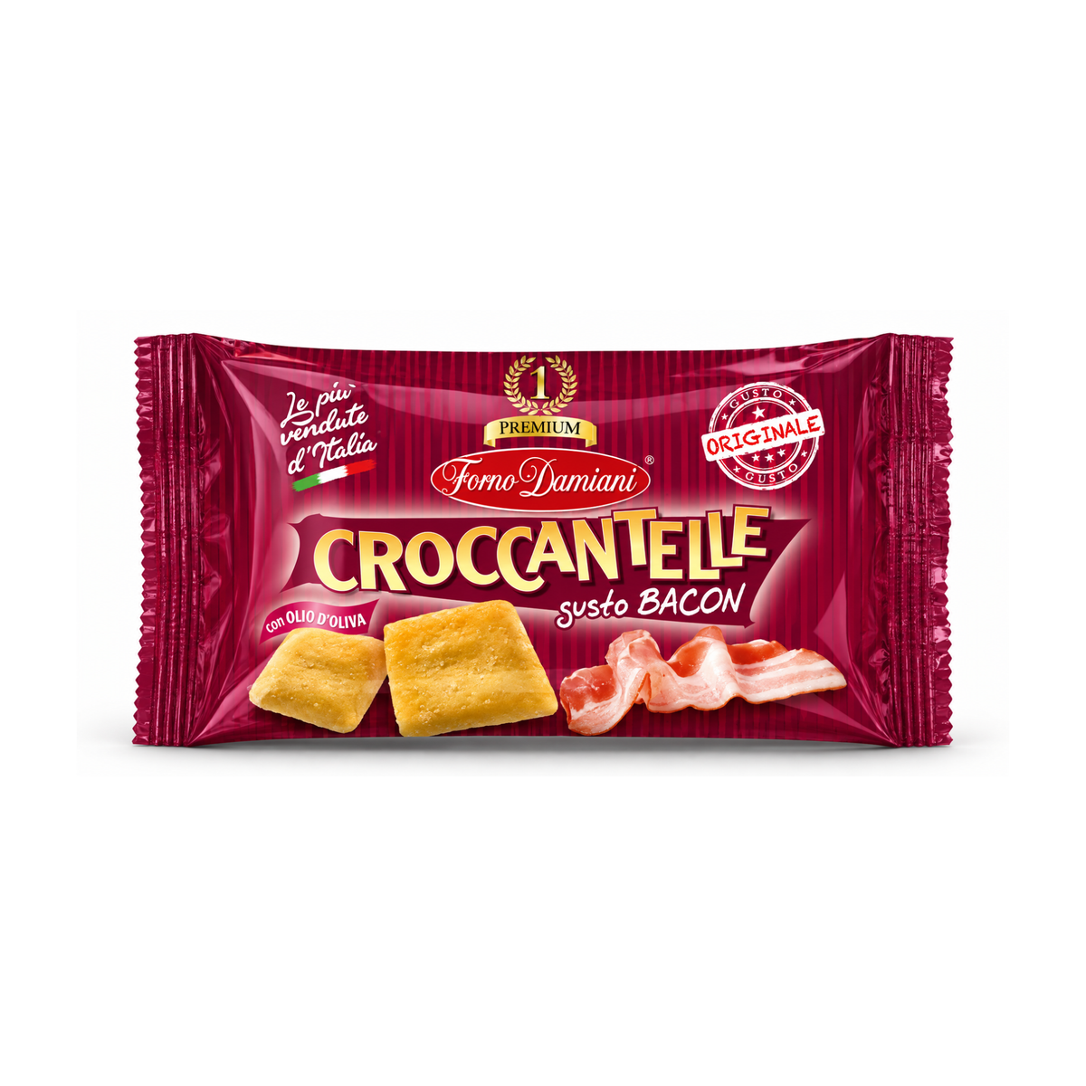 Croccantelle gusto bacon, Forno Damiani da 40gr - Confezione da 50 pezzi