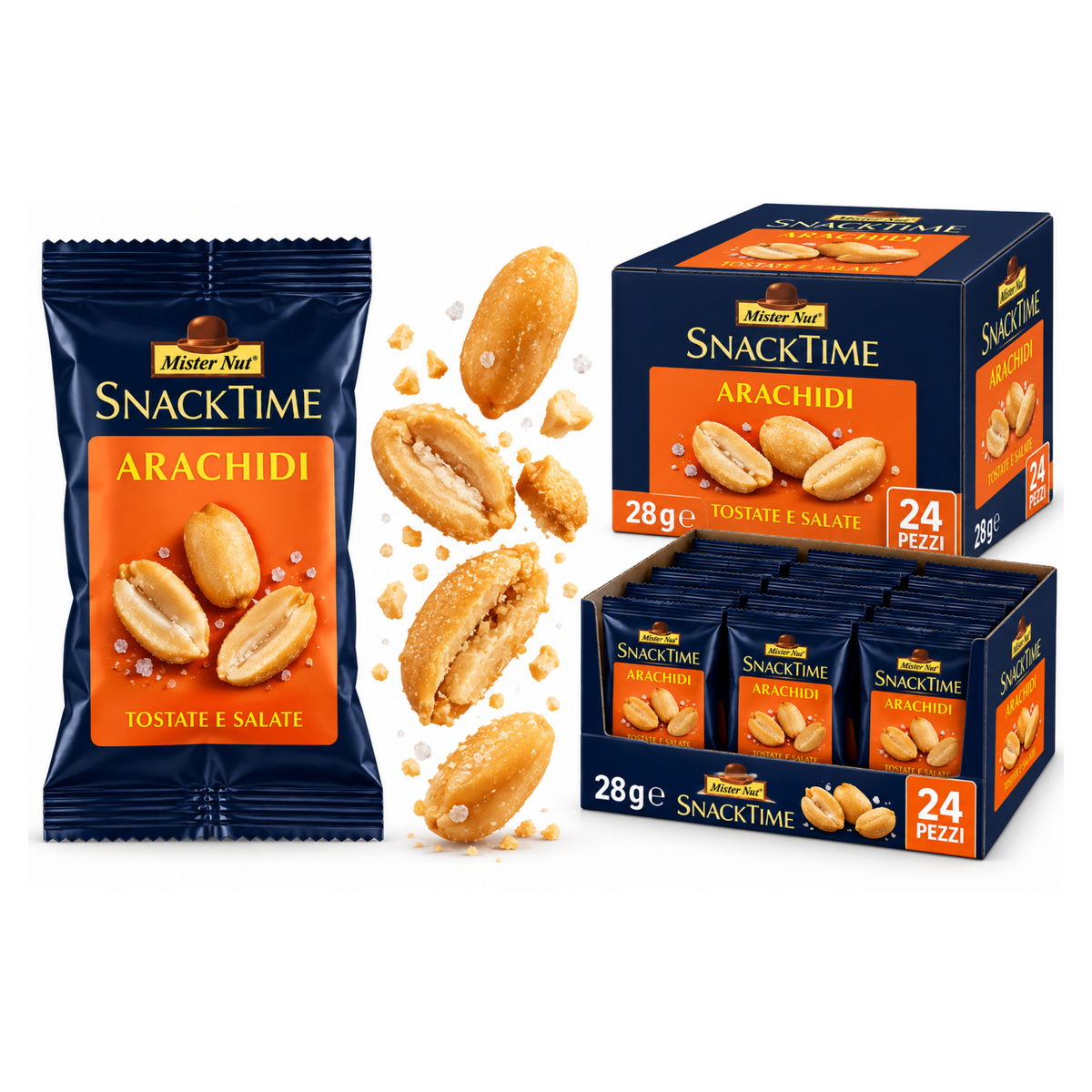 Mr. Nut , Arachidi tostate e salate da 28 g- Confezione da 24 pezzi