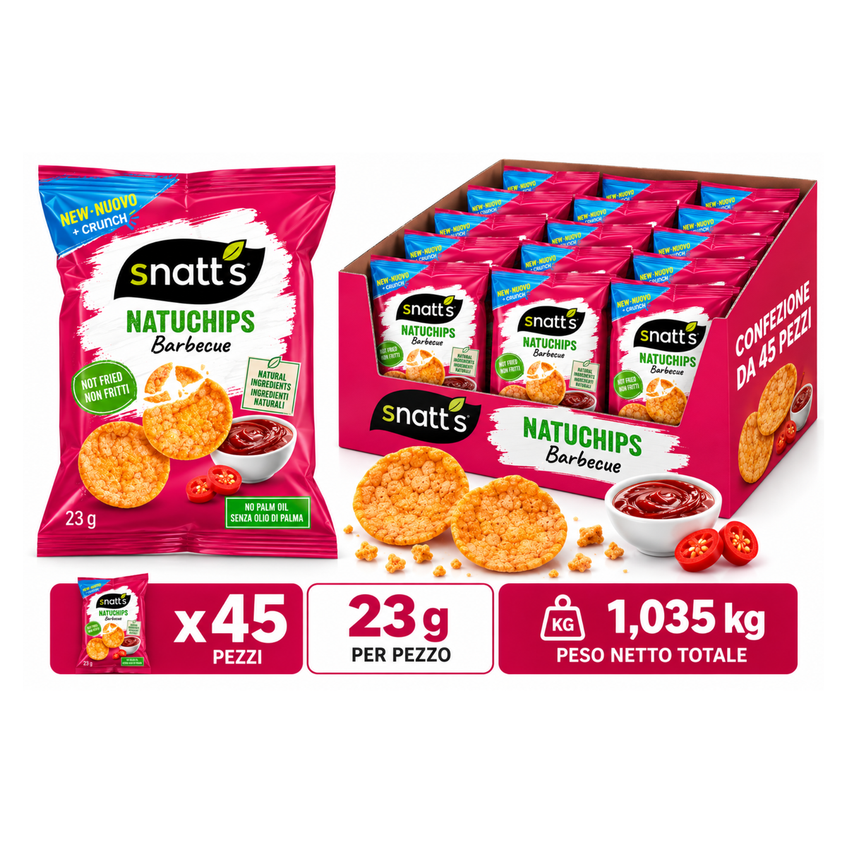 Natuchips gusto barbecue da 23gr - Confezione da 45 pezzi