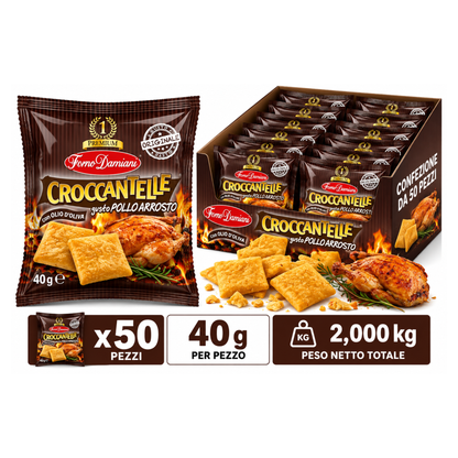 Croccantelle gusto pollo arrosto, Forno Damiani da 40gr - Confezione da 50 pezzi