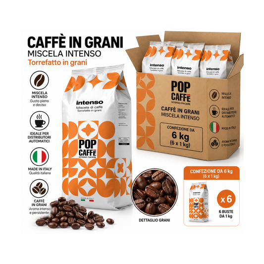 POP CAFFè, Caffè in Grani Miscela Intenso - Confezione da 6kg