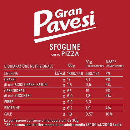 Gran Pavesi Sfogline gusto pizza da 30 grammi - Confezione da 6 pezzi
