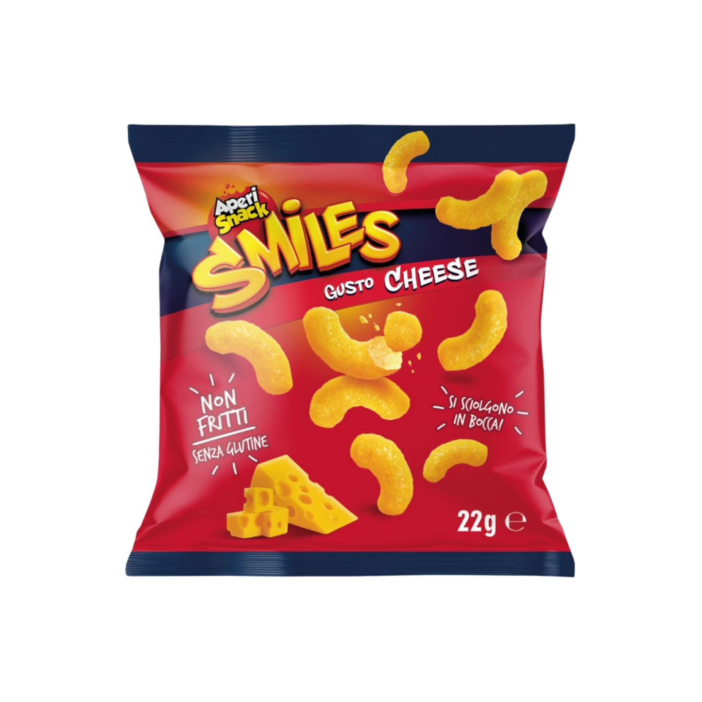 Aperi Snack Smiles cornetti al formaggio mono 22g- Confezione da 36 pezzi