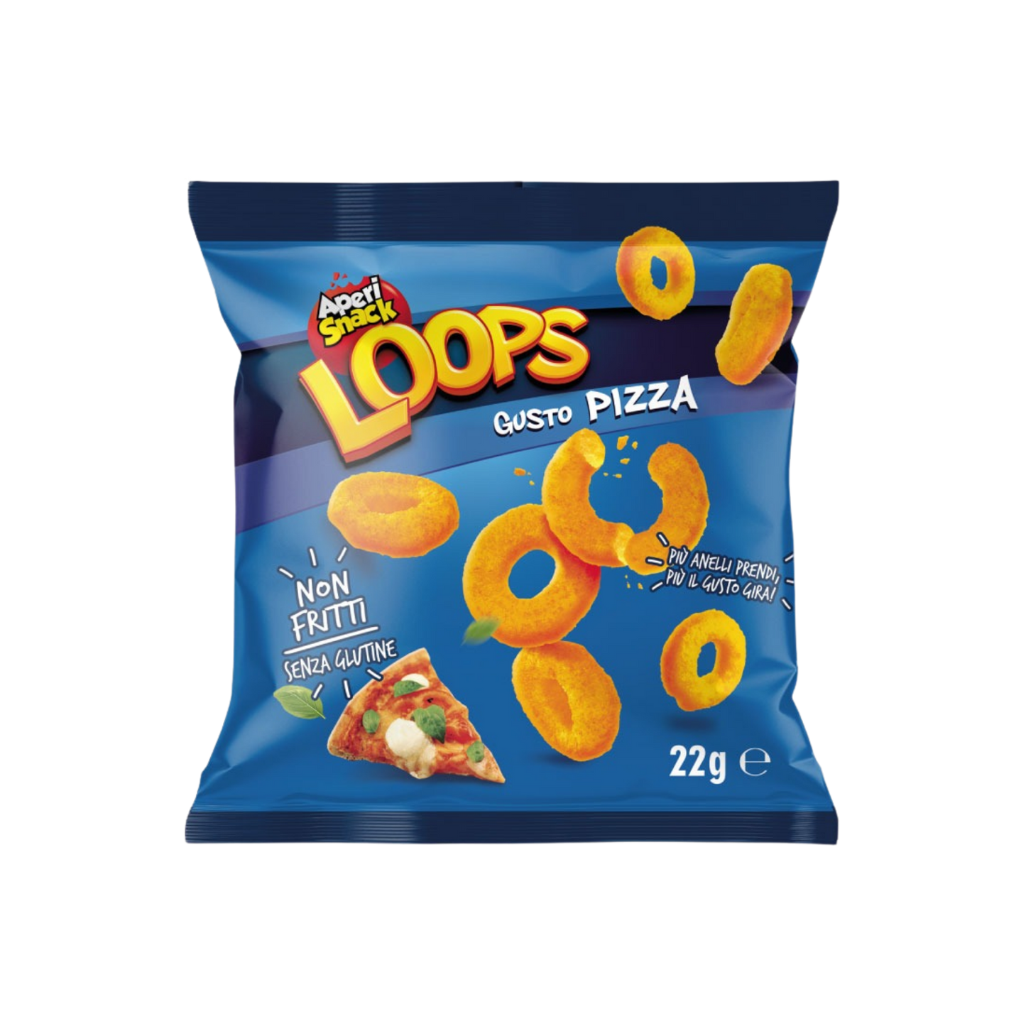 Aperi Snack Loops gusto pizza mono 22g- Confezione da 36 pezzi