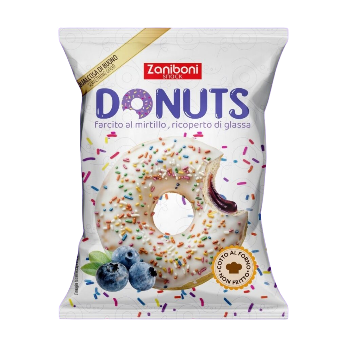 Donuts al mirtillo ricoperto con glassa da 60gr - Confezione da 18 pezzi